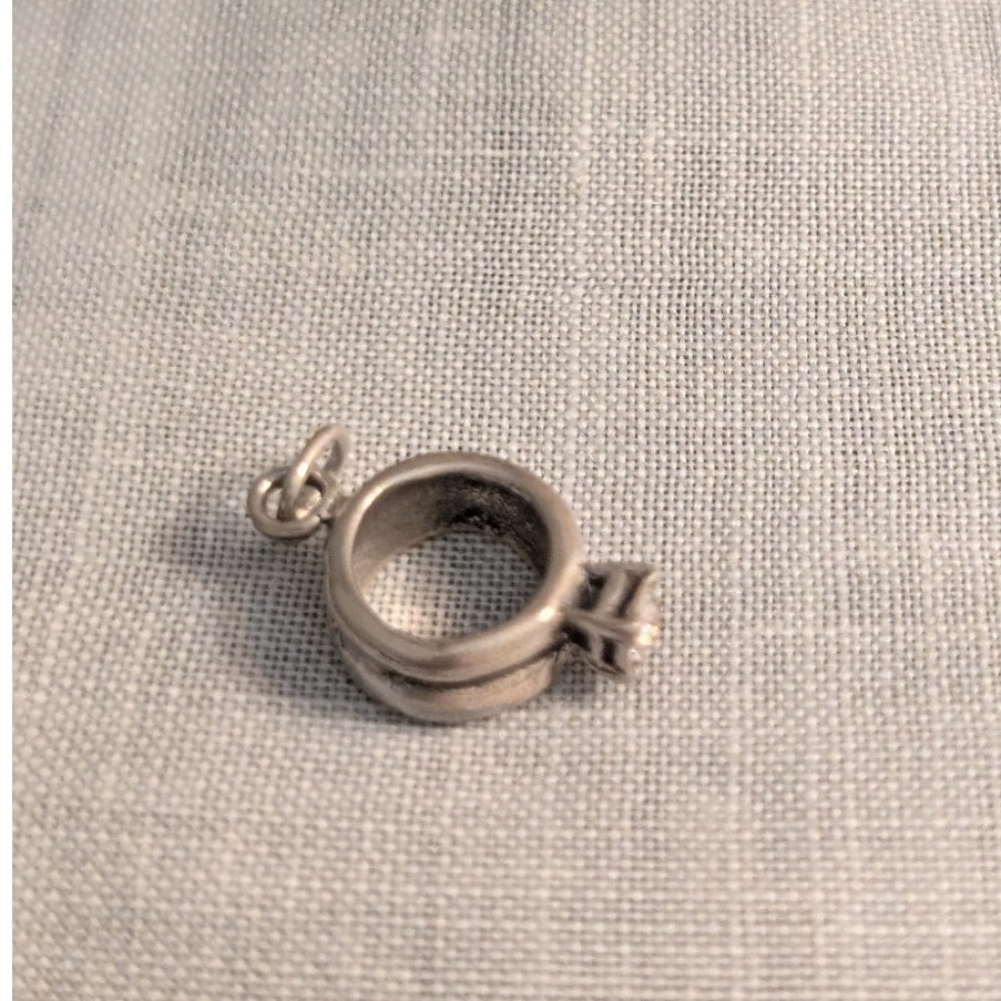 Vintage 925 Sterling Silver CZ Engagement Ring Charm