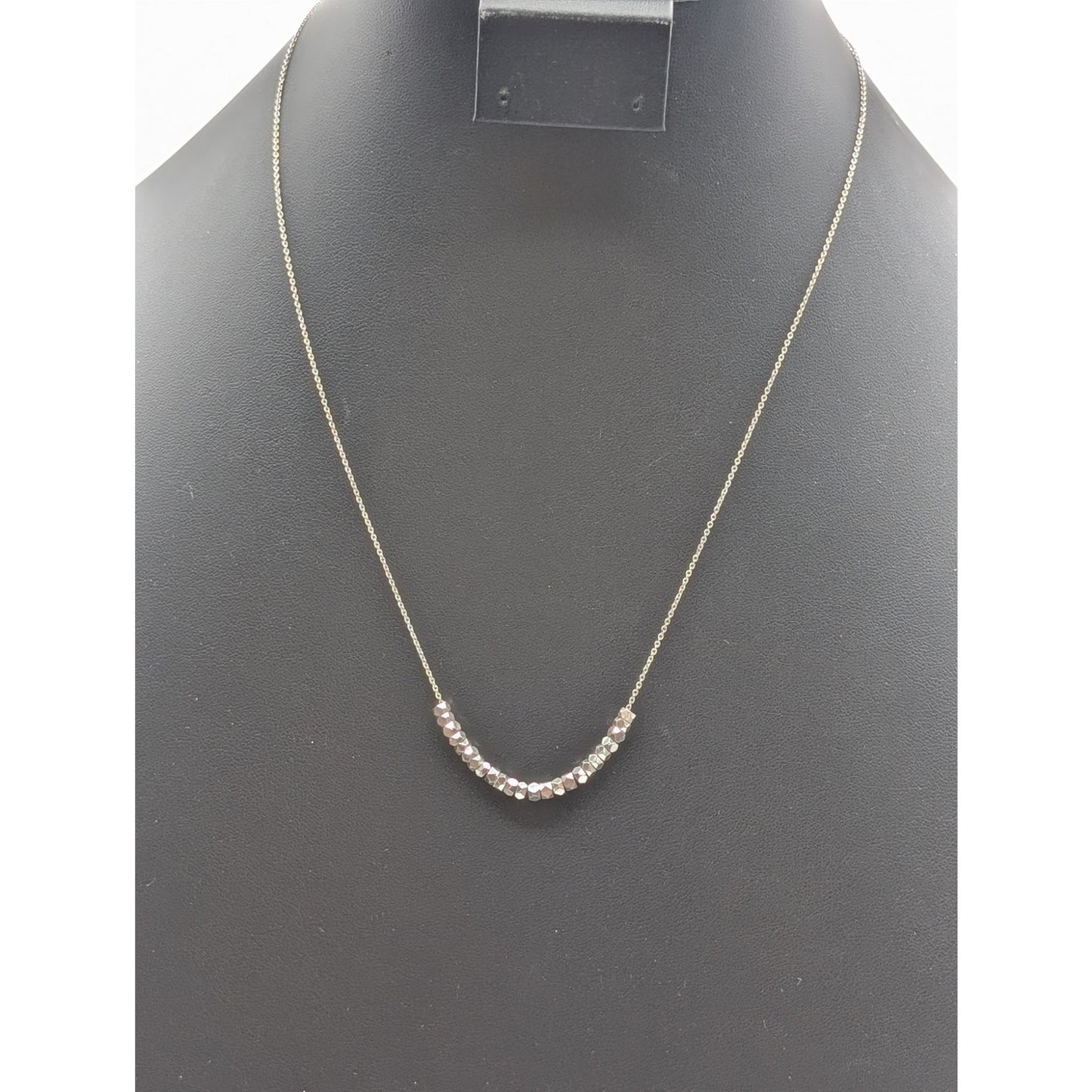 Unmarked Geometric Bead Dainty Silver Tone Chain 17.5"-19.5" Necklace