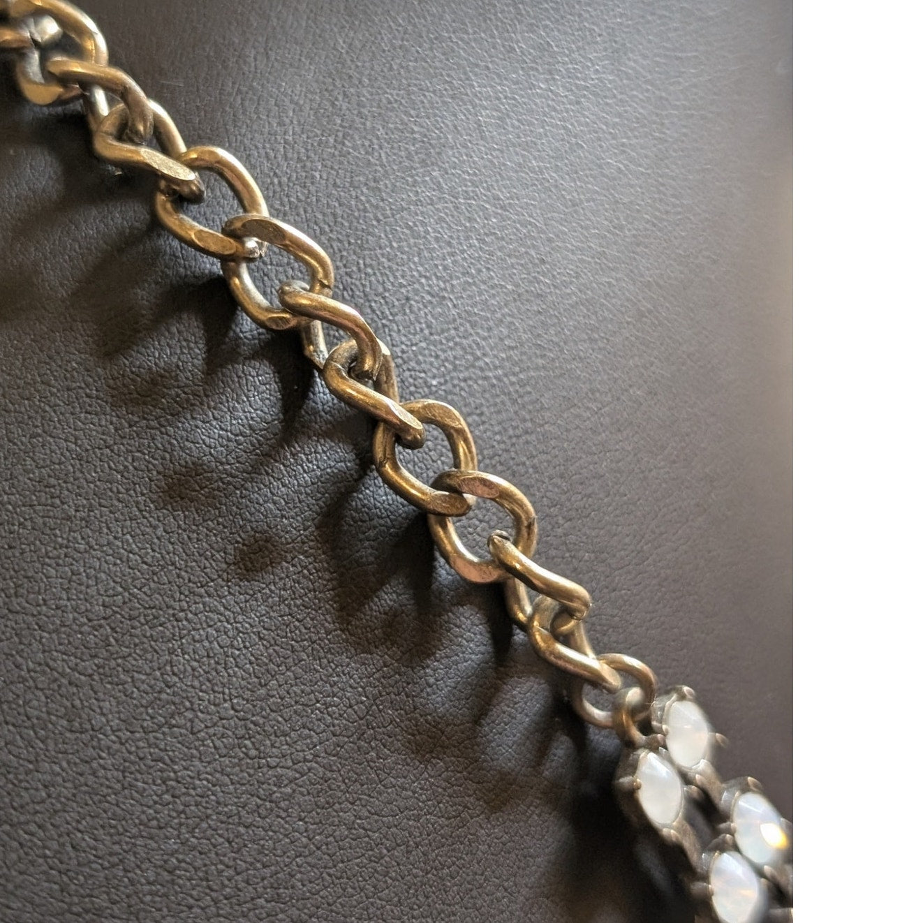 Purple Pink Rhinestone Bronze Metal Statement Necklace