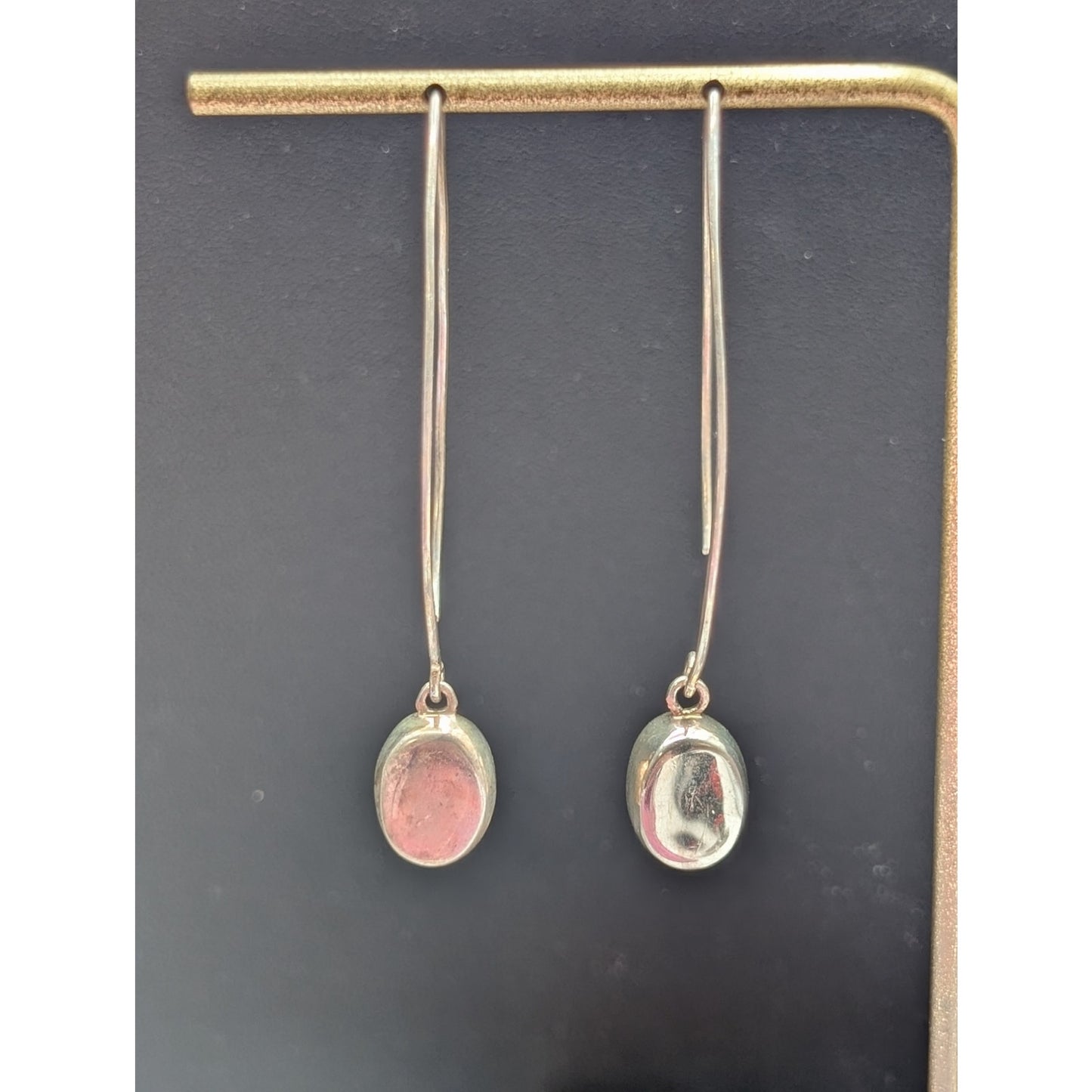 925 Sterling Silver Long Wire Bead Dangle Earrings