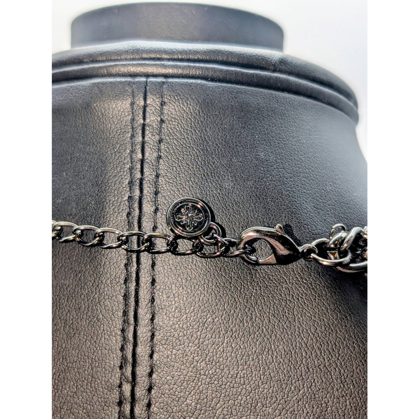 Simply Vera Wang Multi Strand Gun Metal/Black Chain Crystal Flower Necklace