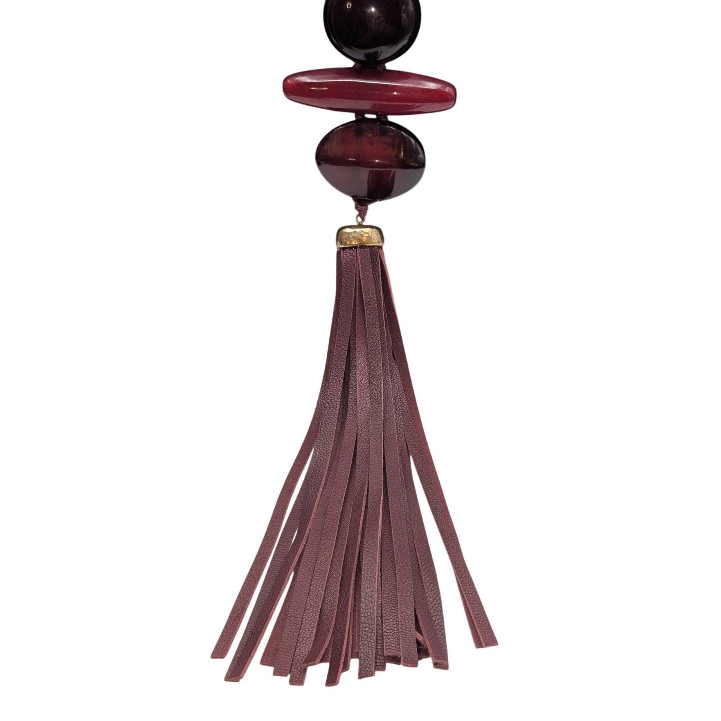 Chico's Chunky Burgundy Lucite Tassel Necklace