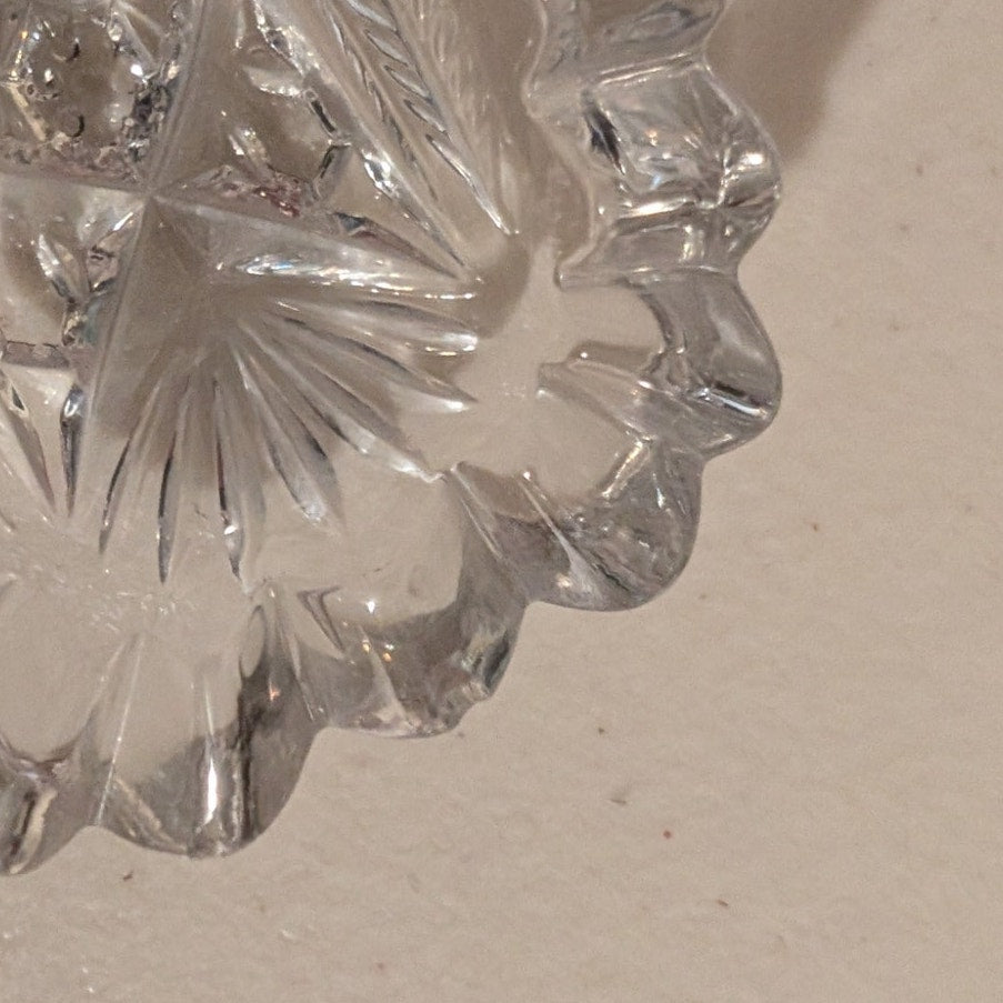 Set of 2 American Prescut Glass Fleur de Lis Candy Trinket Relish Dishes