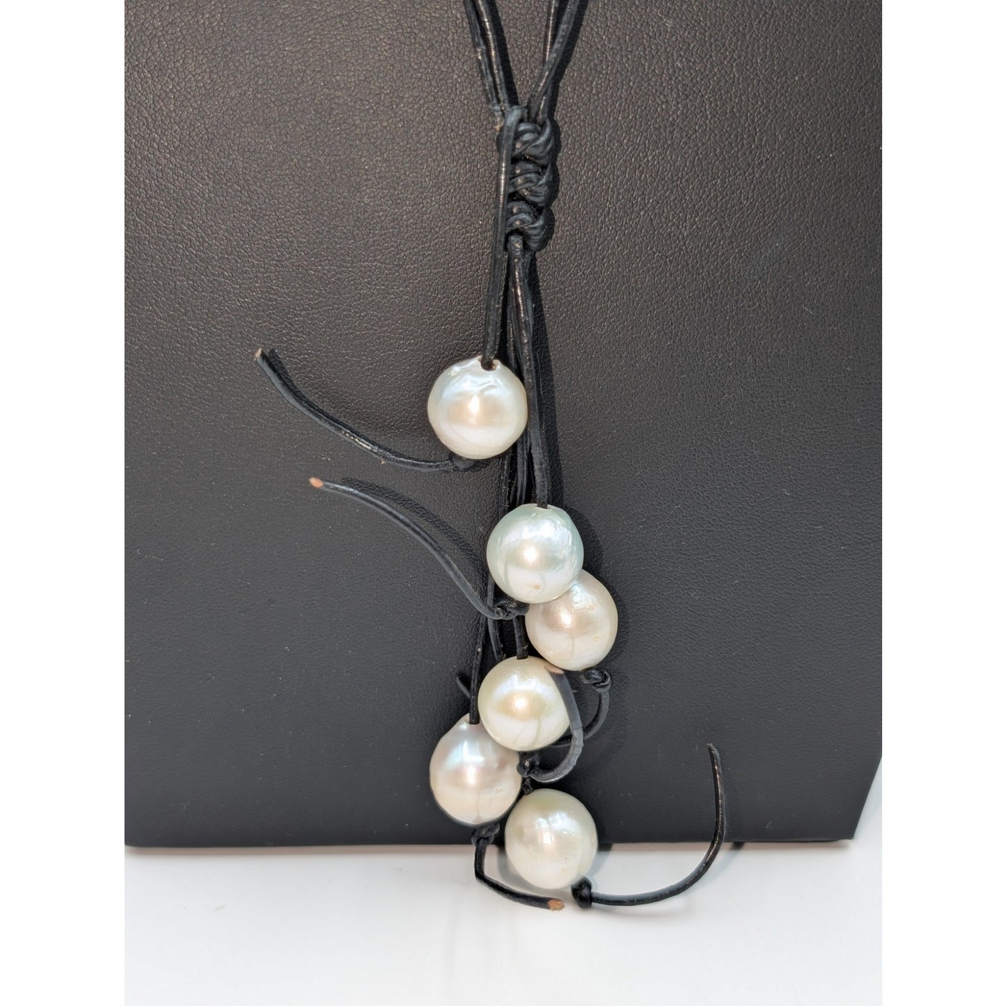 Boho 925 Sterling Silver Hook Clasp Double Corded Fringe Pearl Drop Necklace
