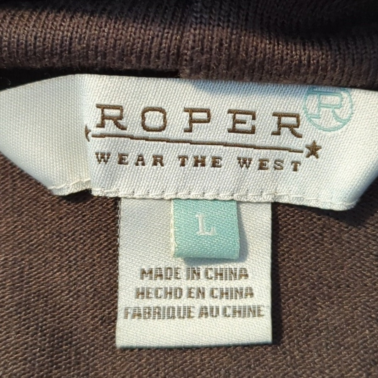 Roper Brown Cowl Neck Aztec Southwest Embroidered Long Sleeve Top Women's Size L