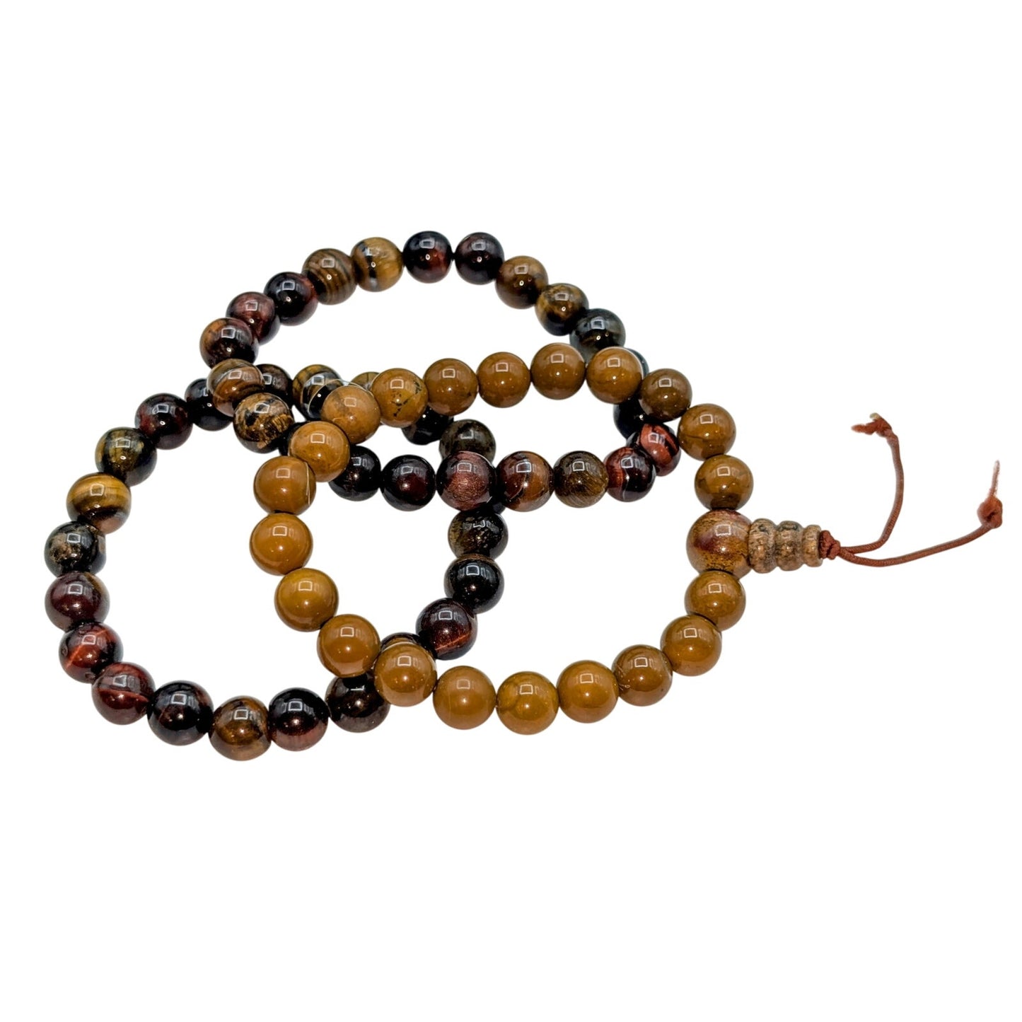 Three Semi-Precious Brown Stone Stretch/Pull Bracelets