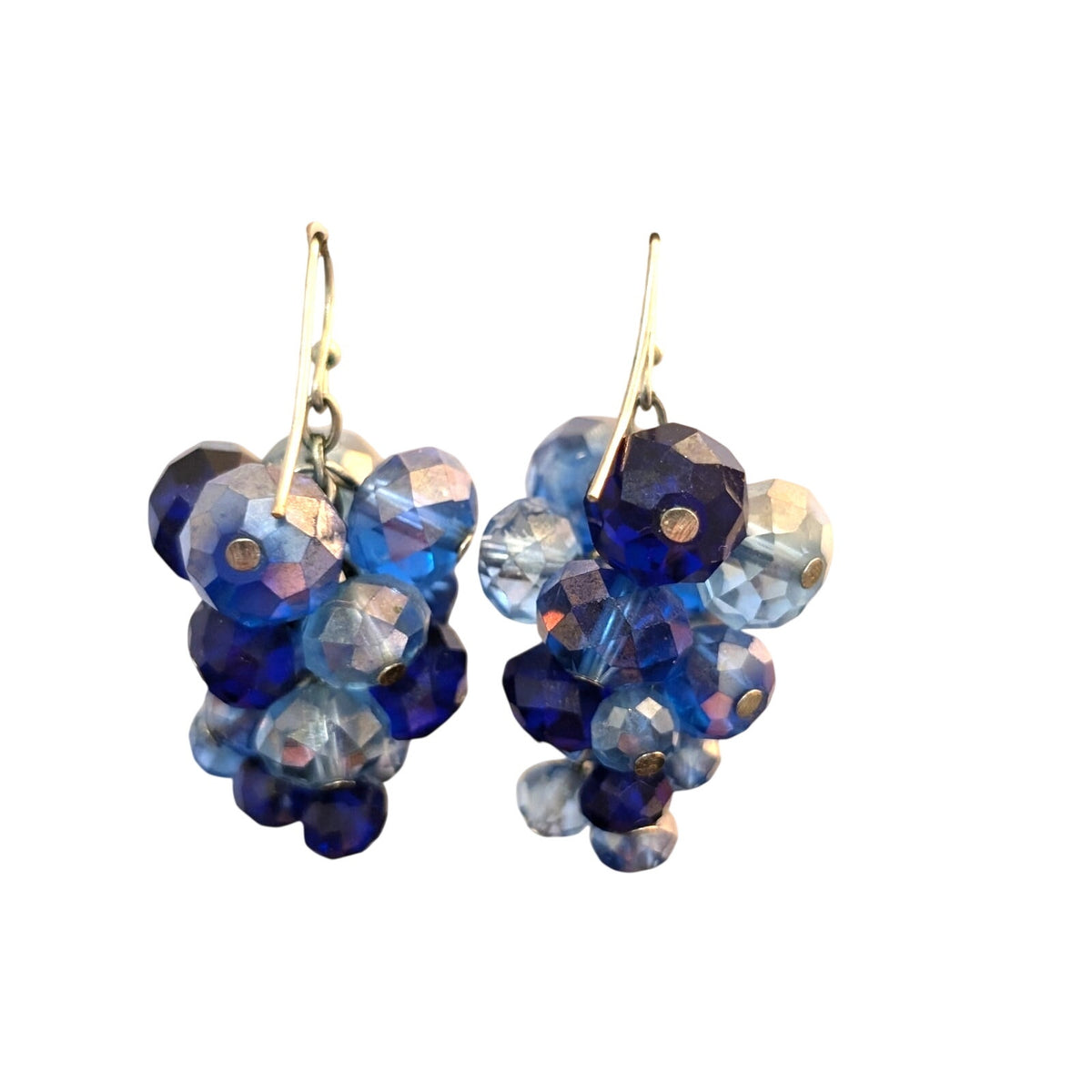 Cobalt & Light AB Blue Faceted Glass Crystal Cluster Dangle Earrings
