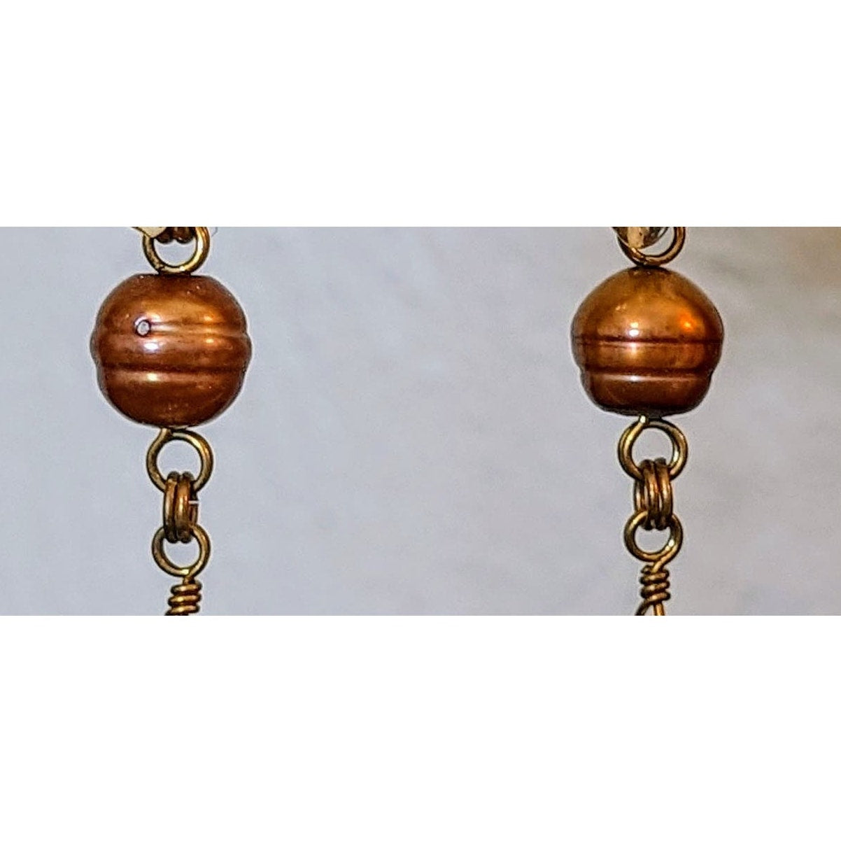 Signed Stephen Dweck Sterling Flower Bronze Pearl Mother of Pearl Earrings