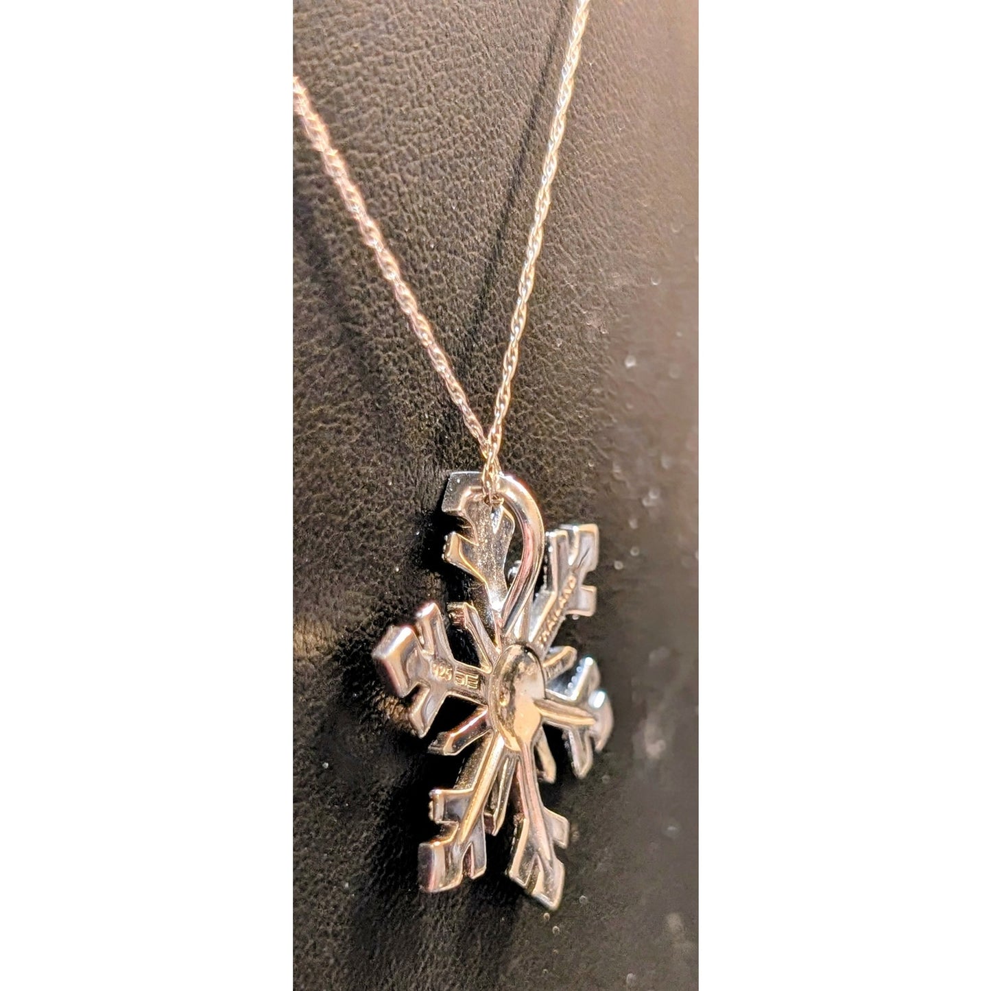 Marked OTC 925 Italy Sterling Silver Snowflake Pendant 19" Necklace