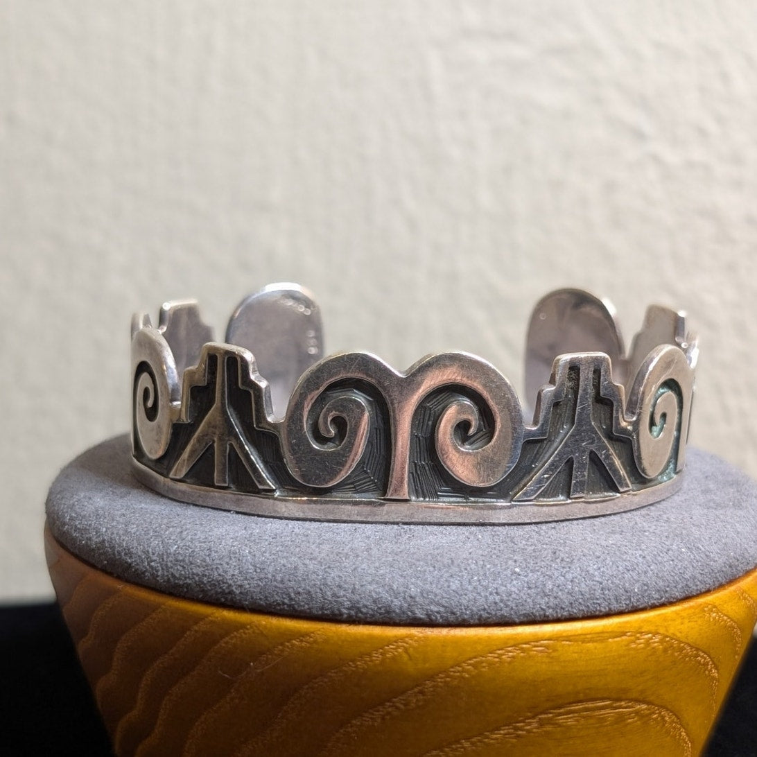 Vintage Hopi Taxco TS-95 Sterling Silver 7" Cuff  Bracelet 33.5g