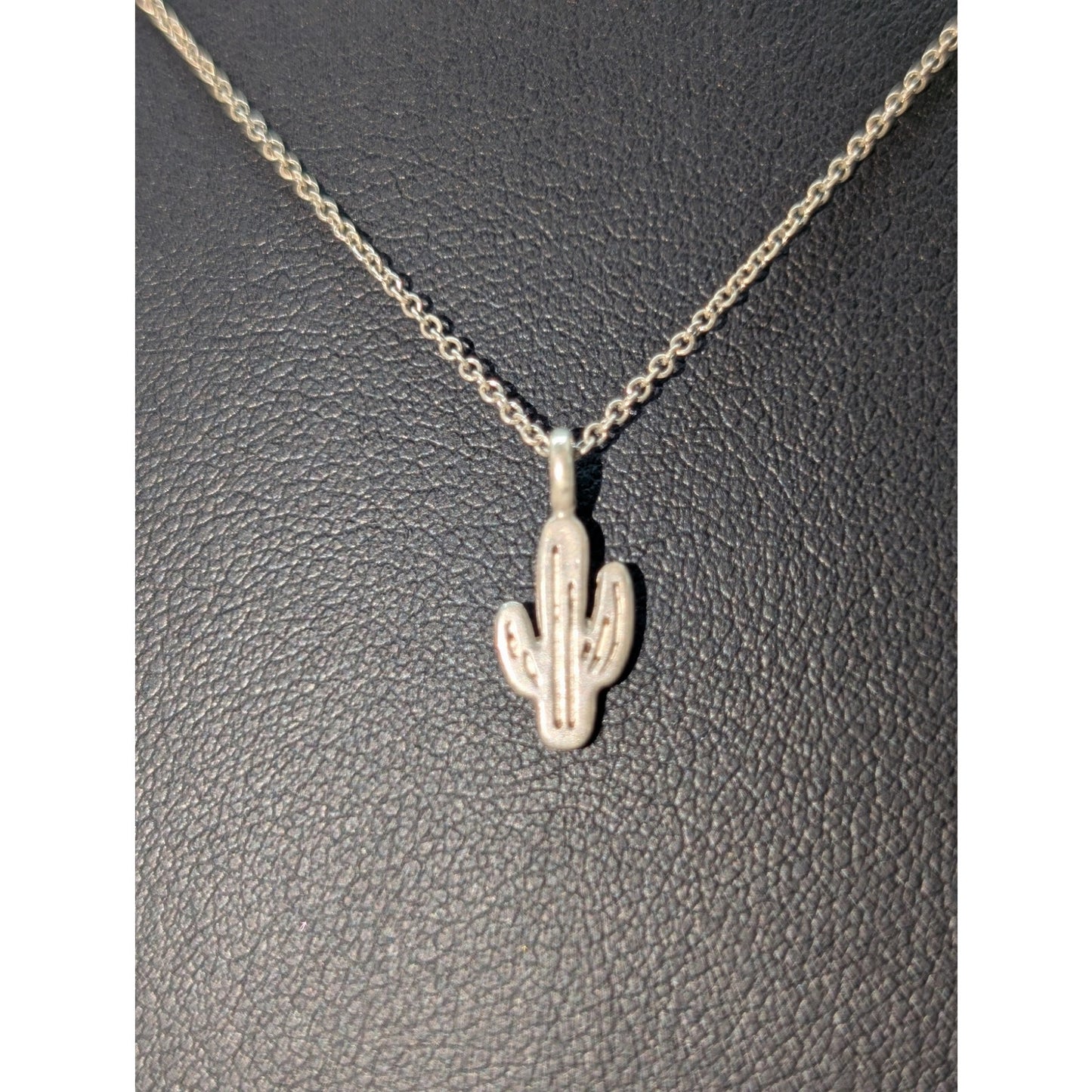 925 Sterling Silver Cactus Pendant Chain 16.25"-18.25" Necklace