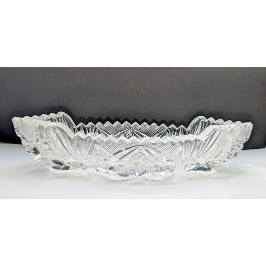 Antique Imperial Glass Co. Clear Pressed Glass Saw Tooth Edge Olive Relish Dish
