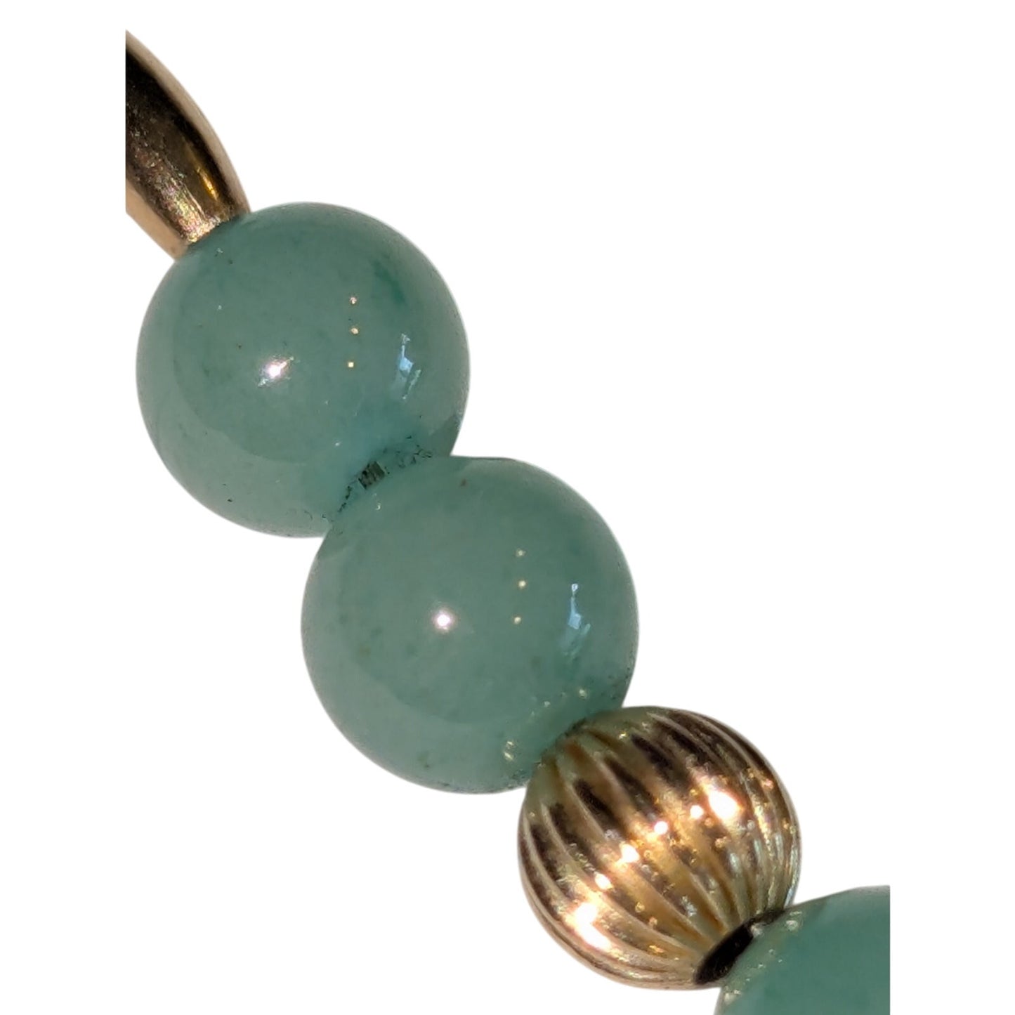 Two Green Gemstone Gold Bead Necklaces