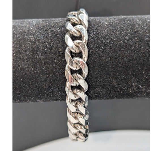 Vintage Stainless Steel 1/2" Wide 8.75" Long Curb Link Bracelet
