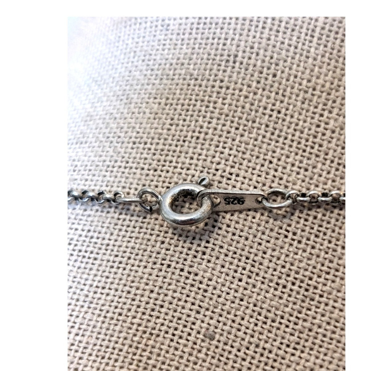 Vintage 925 Sterling Silver CZ Solitaire Pendant Chain 18" Necklace