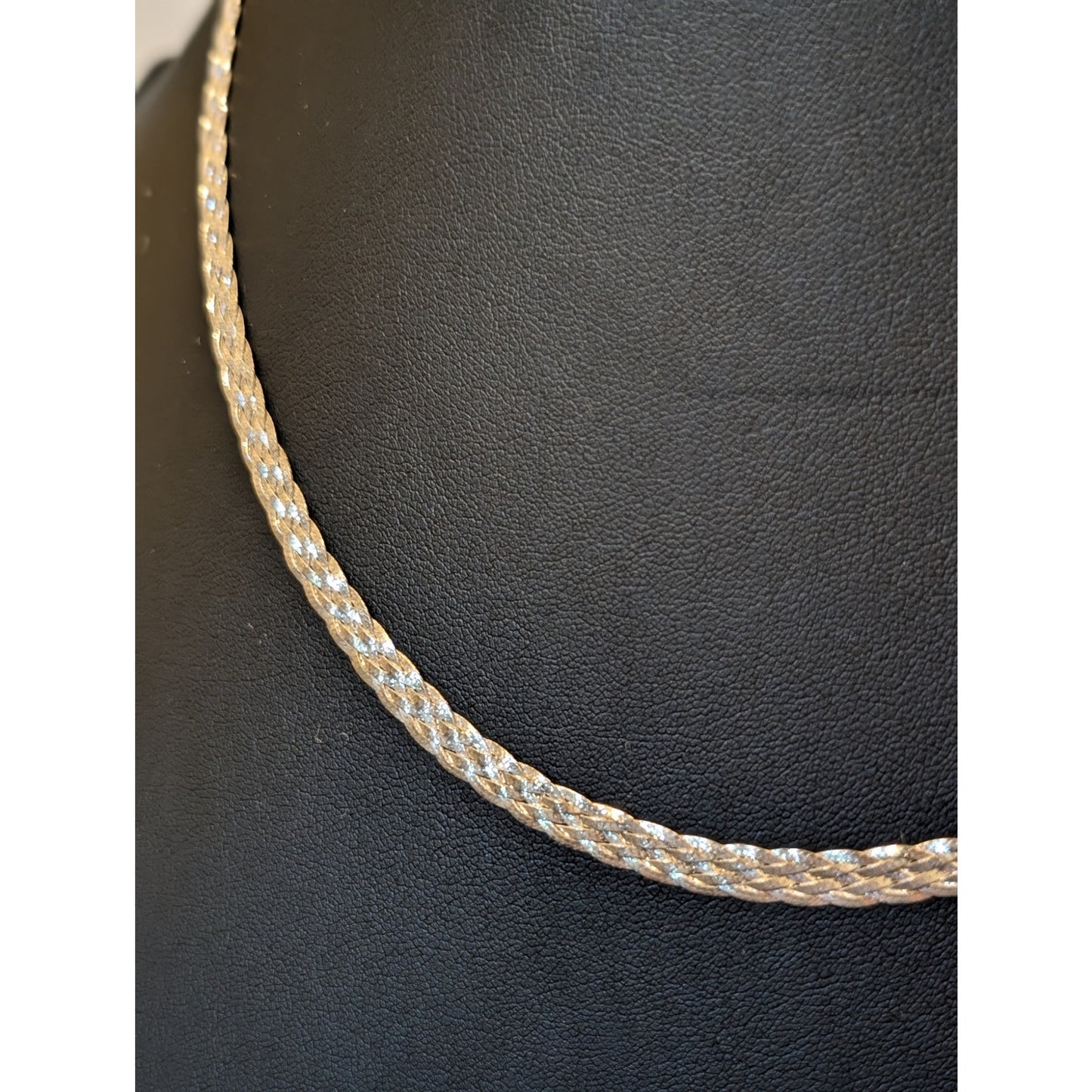 5 Strand Braided Herringbone Diamond Cut 925 Sterling Silver 5mm Chain Necklace
