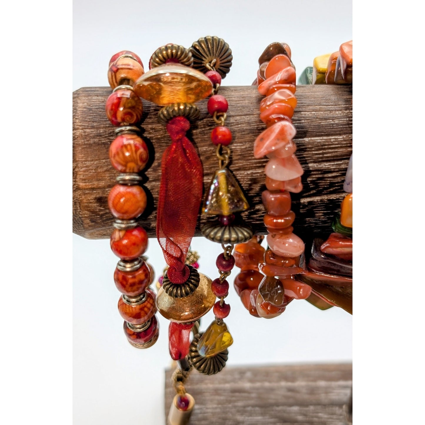 Lot of Seven Salmon/Coral/Green Theme Bracelets