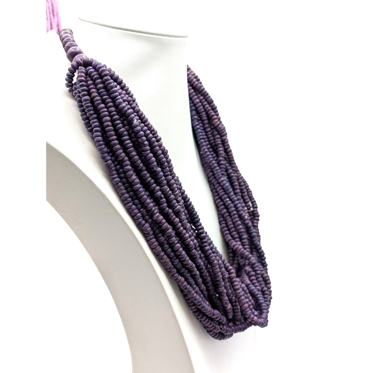 Lot of Two Purple Multi-Strand Beaded Boho Tribal Vibe Necklaces