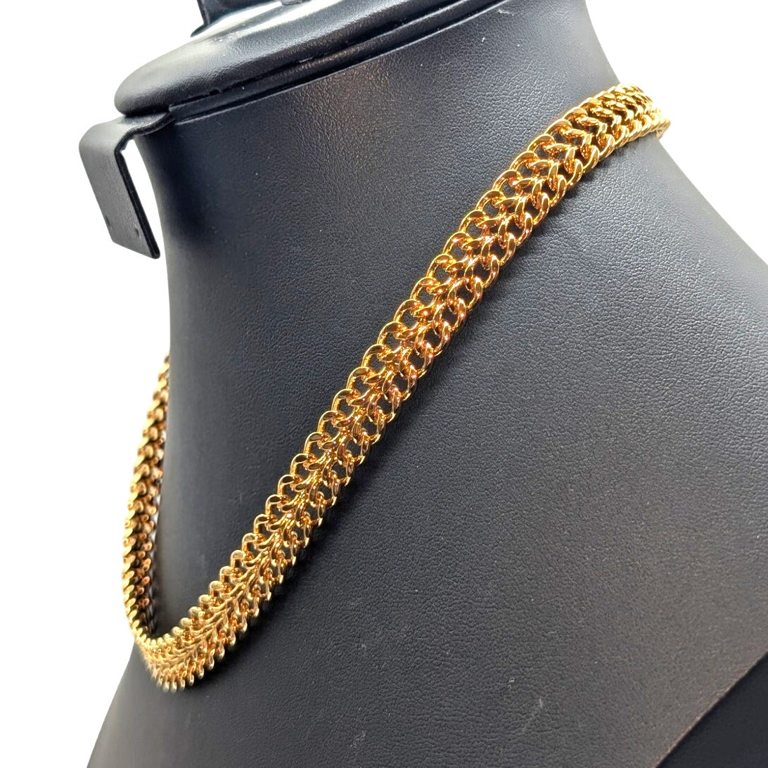 Vintage Monet 3/8" Wide Double Curb Gold Tone Chain Collar 17.5" Necklace