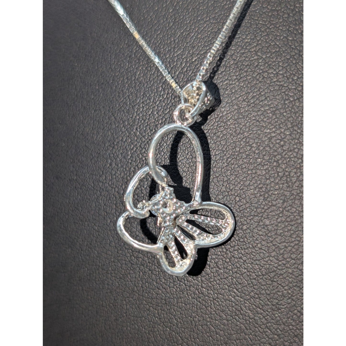 Marked 925 Sterling Silver CZ Butterfly 18"-20" Necklace
