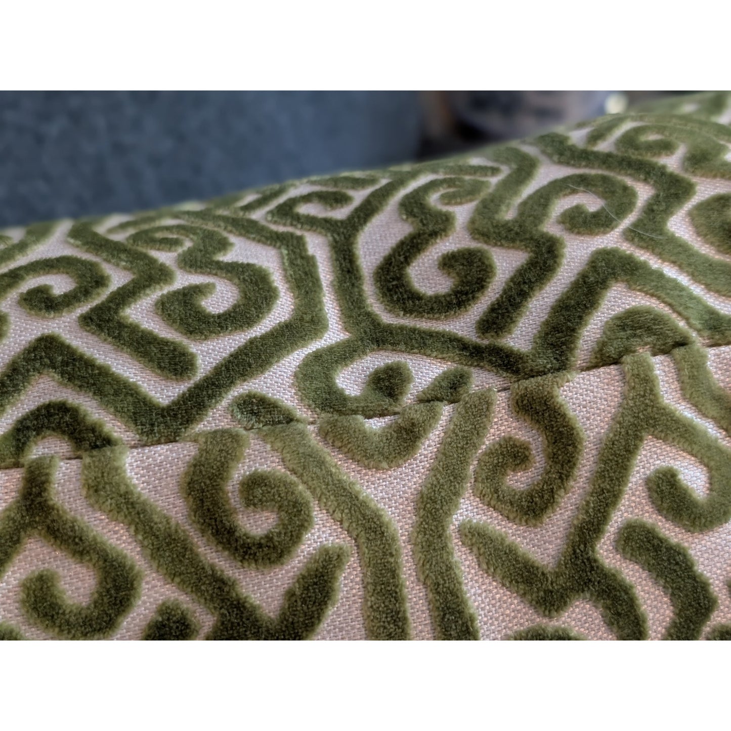 Sag Harbor Green Cut Velvet All Over Design Zippered Duck Feather Insert Pillow