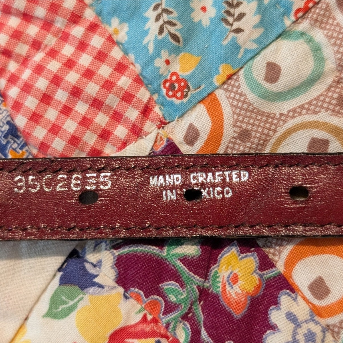 Rare Vtg M & P Hand Crafted in Mexico Hand Tooled Red Leather Braided Belt Sz 30