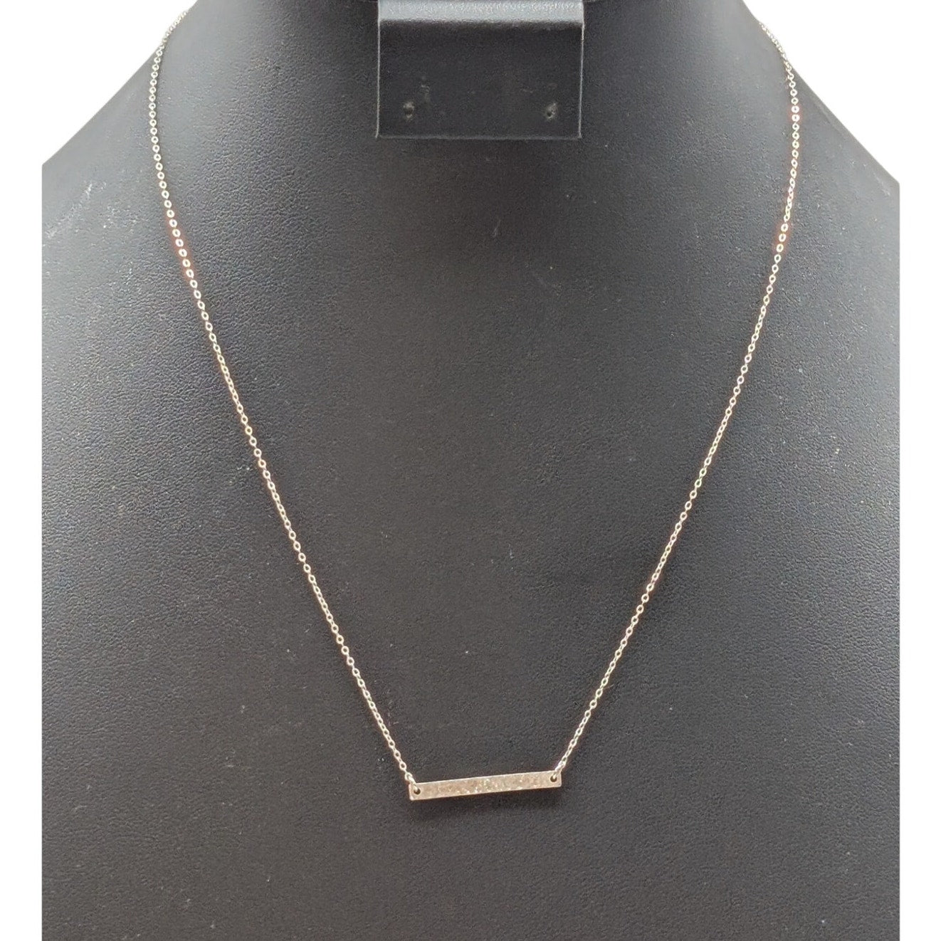 925 Sterling Silver Dainty Hammered Hanging Bar Chain 19" Necklace