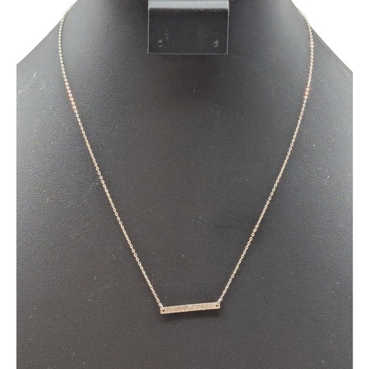 925 Sterling Silver Dainty Hammered Hanging Bar Chain 19" Necklace