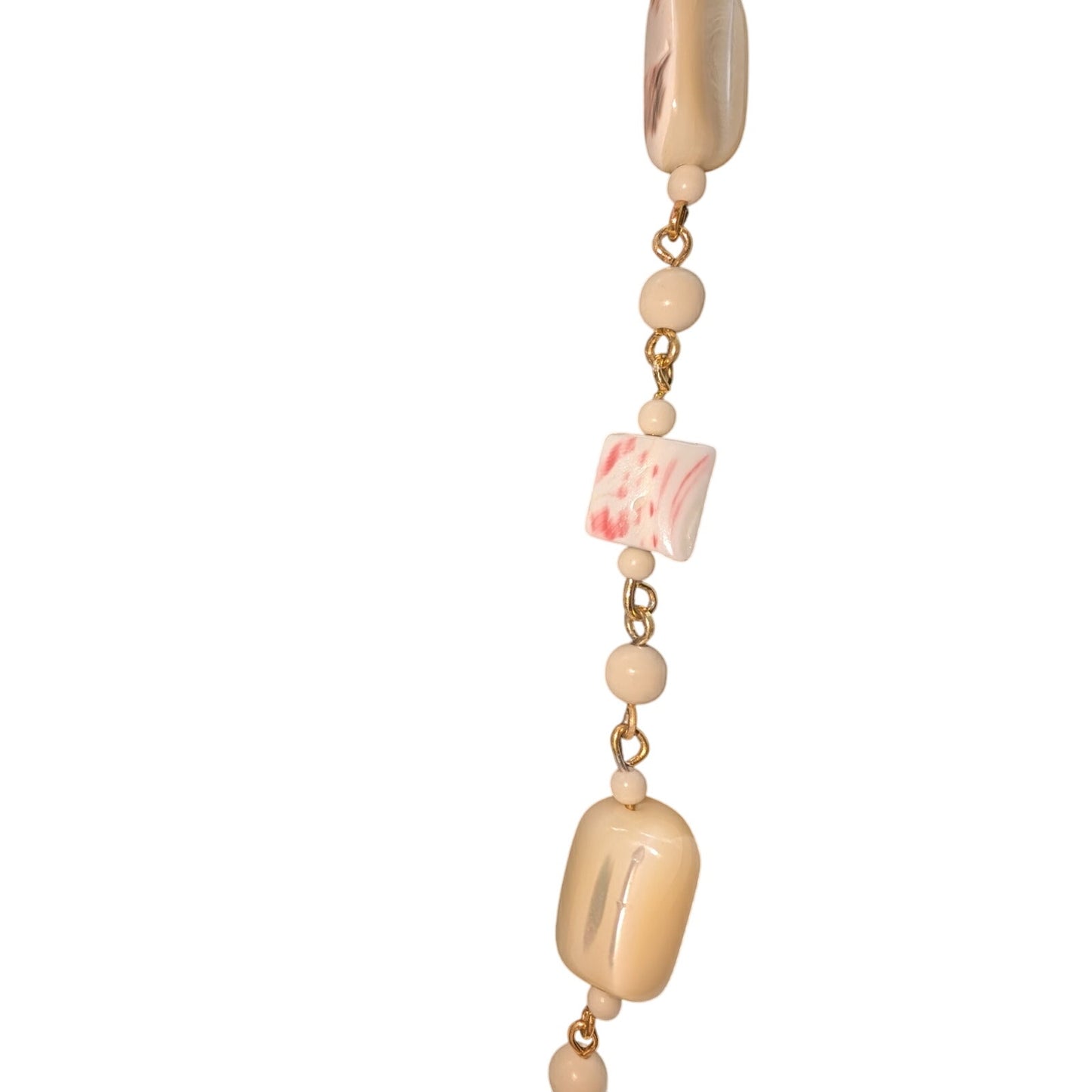 Vintage Mother of Pearl Beaded Chain 38" Necklace