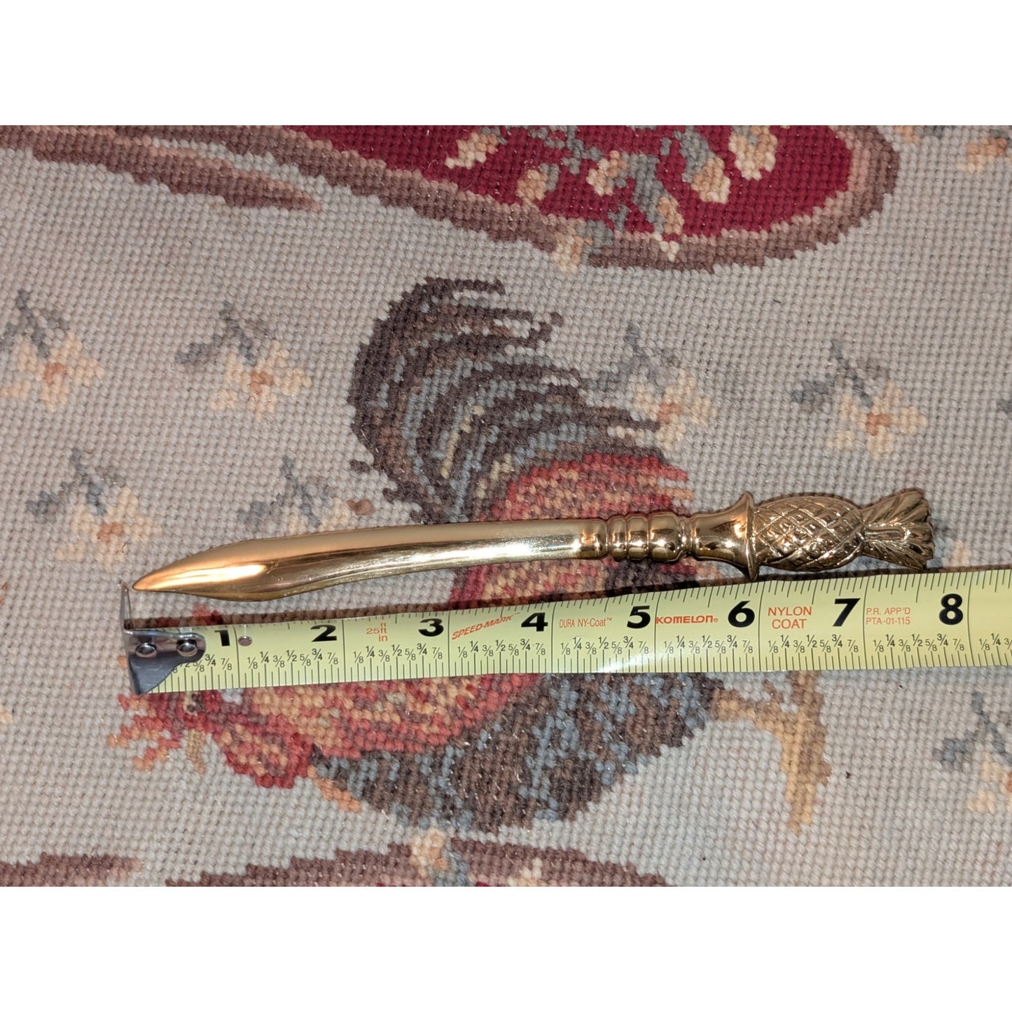 Vintage Solid Brass Pineapple Sword Shaped Blade Letter Opener