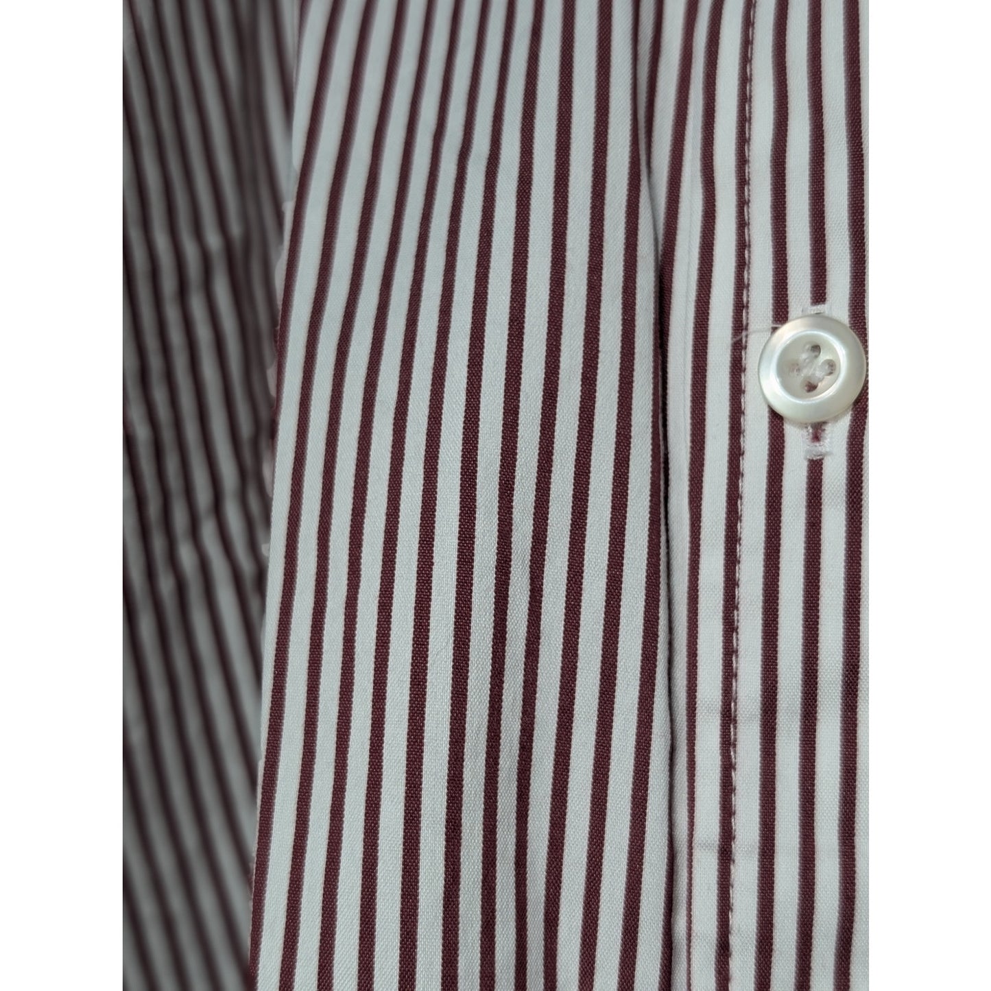 Charter Club Burgundy Stripe Tailored Fit Cotton Blend Button Up Shirt  Sz 20W