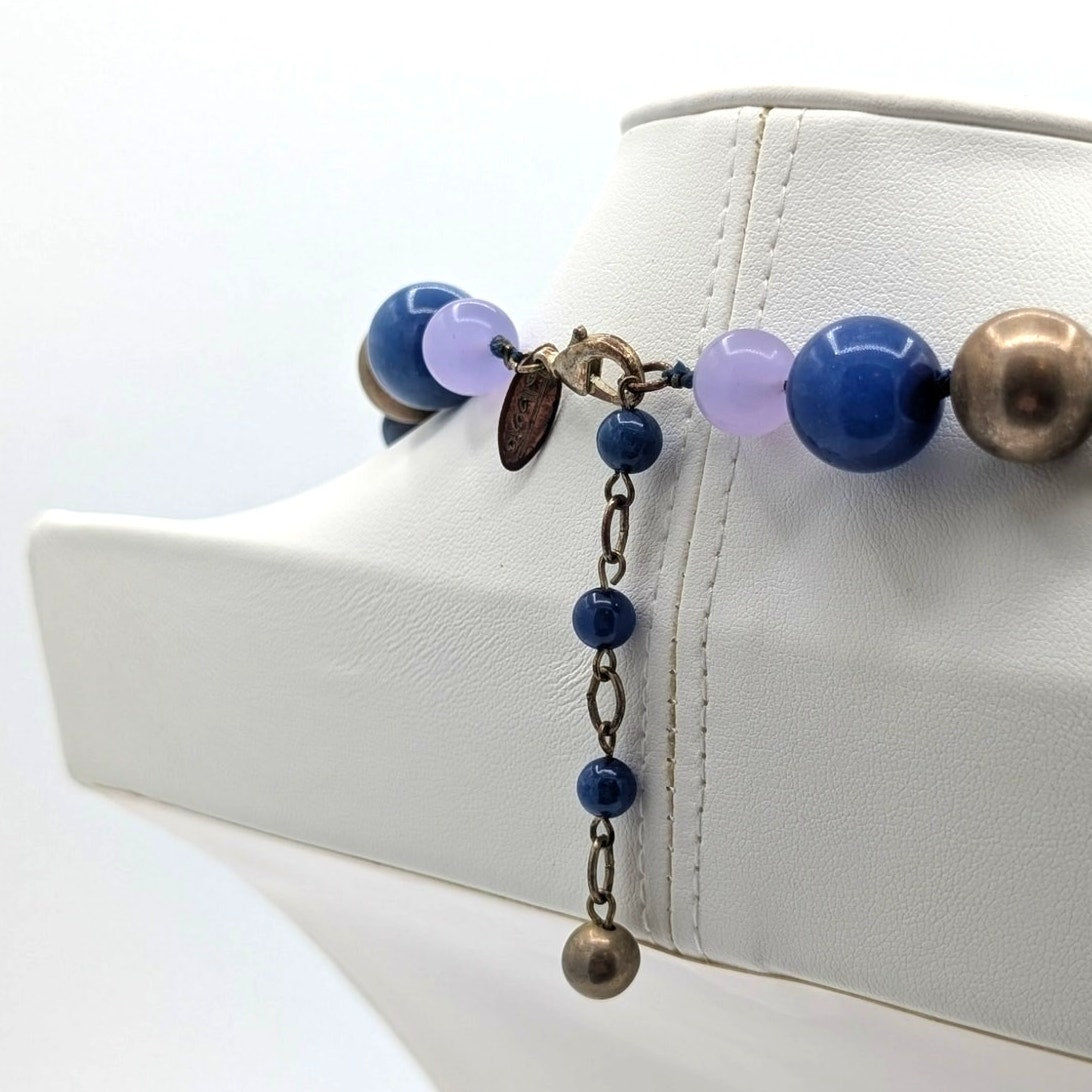 Talbot's Lapis Lazuli Topaz Lavender Crystal Knotted Beaded 17"-19" Necklace