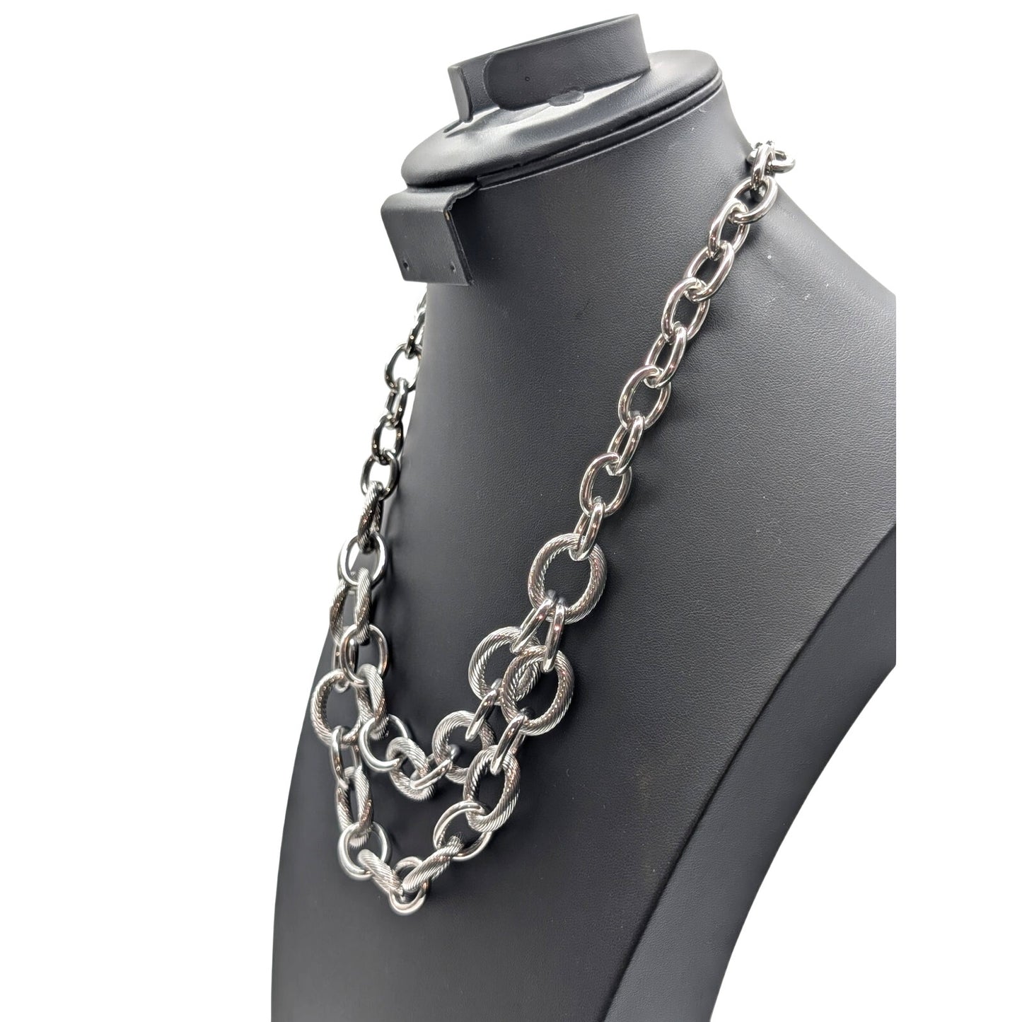 TALBOT'S Chunky Textured & Polished Double Drop Chain 19"-21.5" Necklace