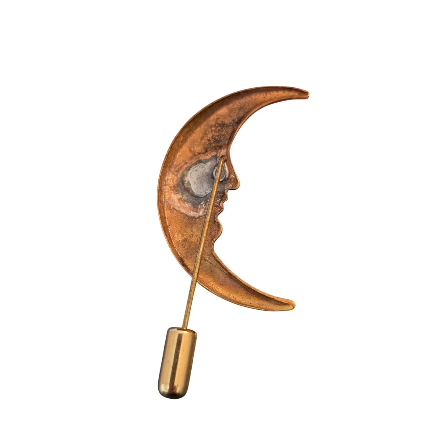 Vintage Gold Tone Moon Face Stick Pin
