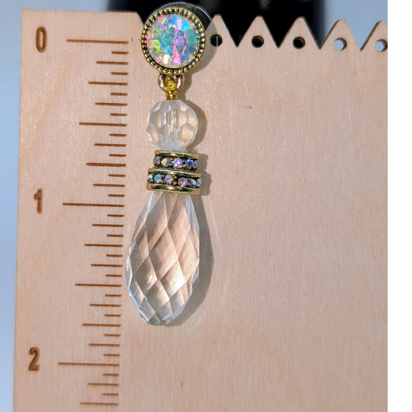 Heidi Daus Faceted Crystal Briolette AB Crystal Post Dangle Earrings
