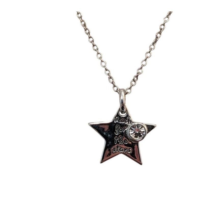 Reach for the Stars Pendant Silver Tone Necklace