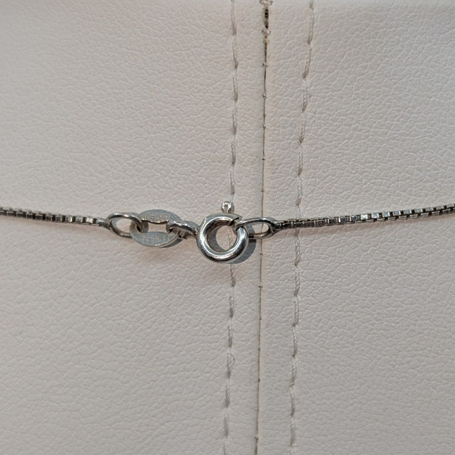 Vintage 925 Sterling Silver Compass Rose & Pearl Charms Box Chain 18.5" Necklace