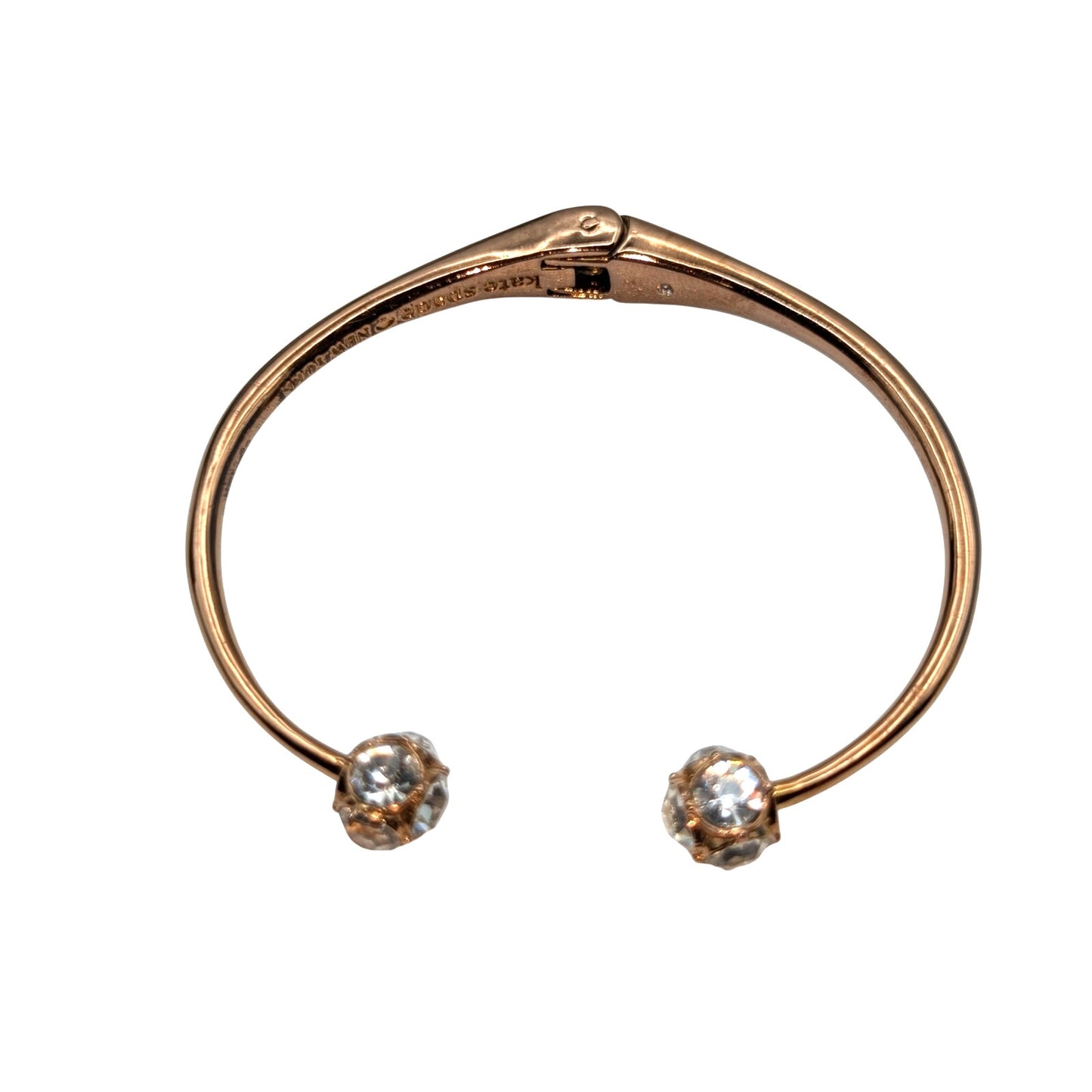 Kate Spade Rose Gold Tone Hinged Cuff Rhinestone Bracelet