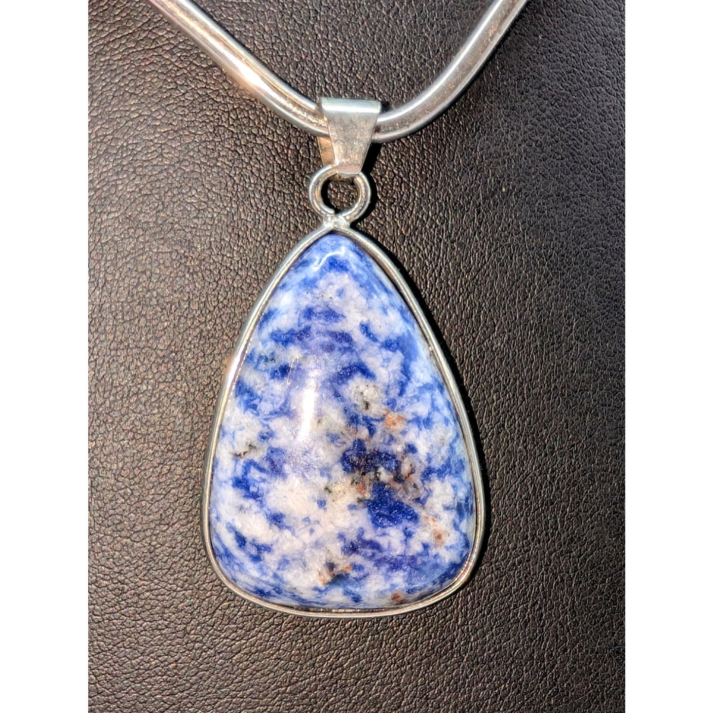 Large Silver Tone Set Sodalite Pendant (Only)