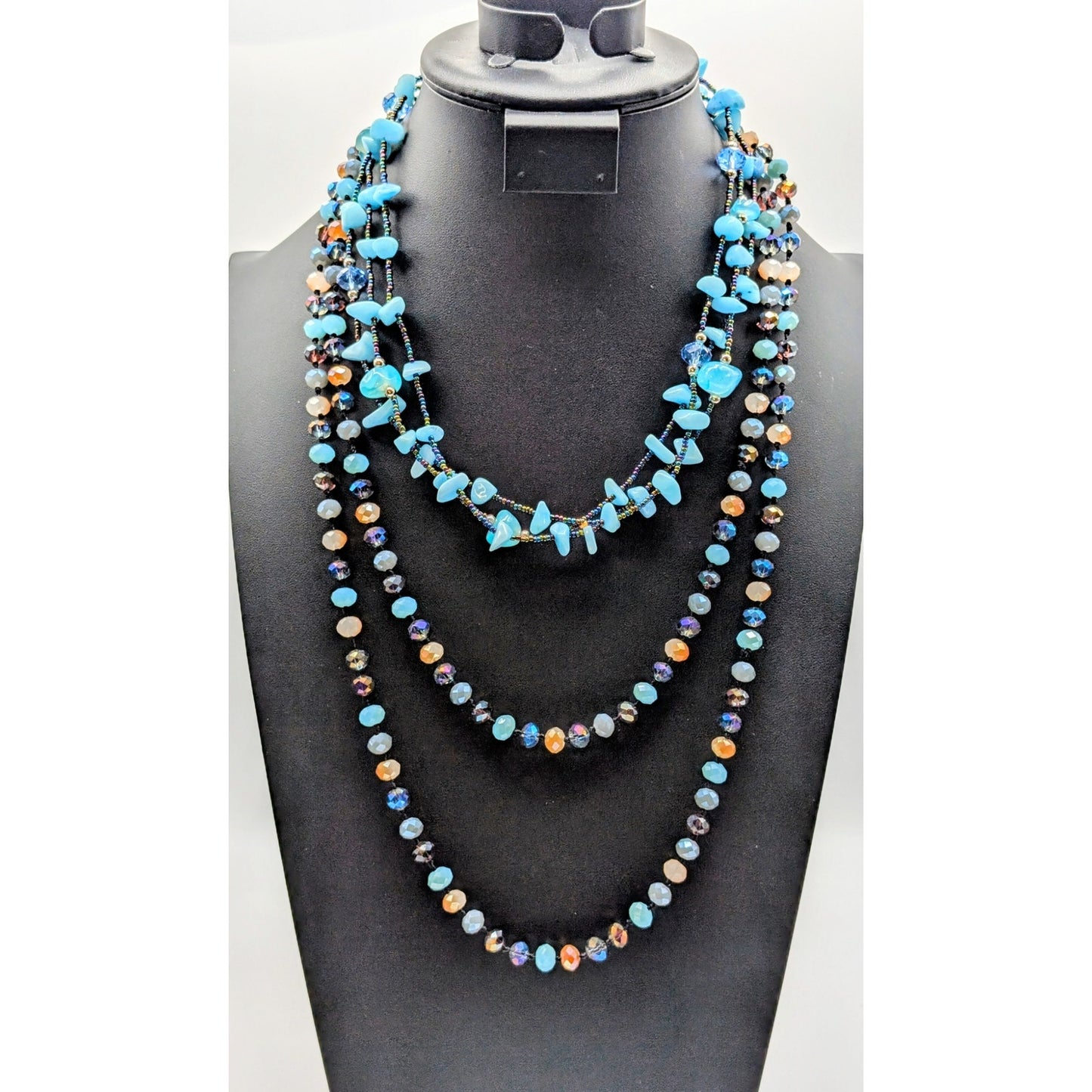 Mixed Lot of Blue Sparkle Stone Crystal Beaded Necklaces & Bracelets