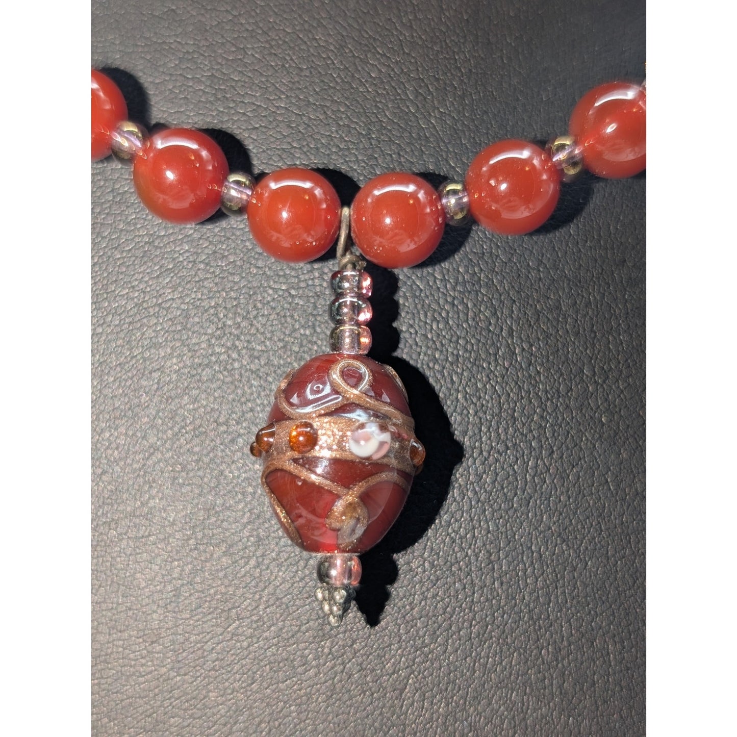 Lot of Boho Cranberry/Brick Color Beaded Necklaces & Earrings