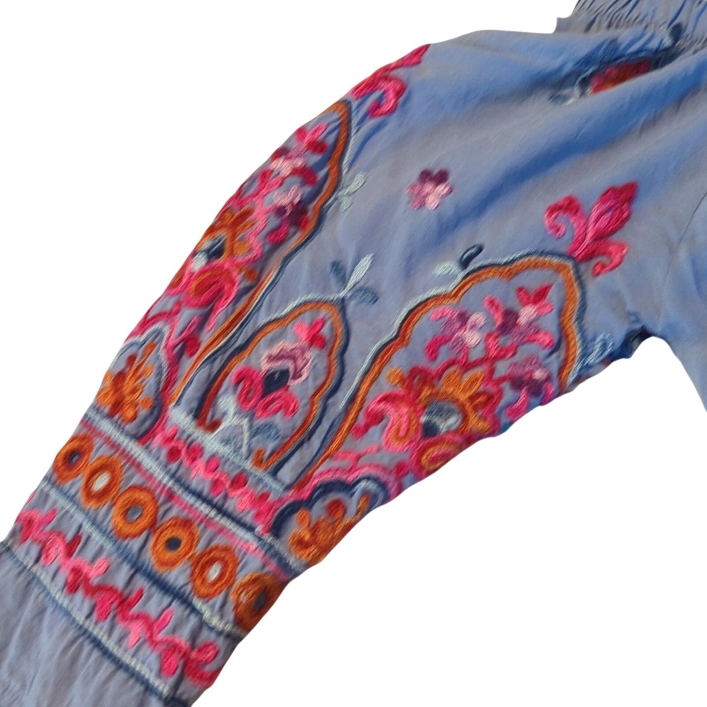 Adeline All Over Embroidered Off the Shoulder Boho Peasant Blouse Women's Size S