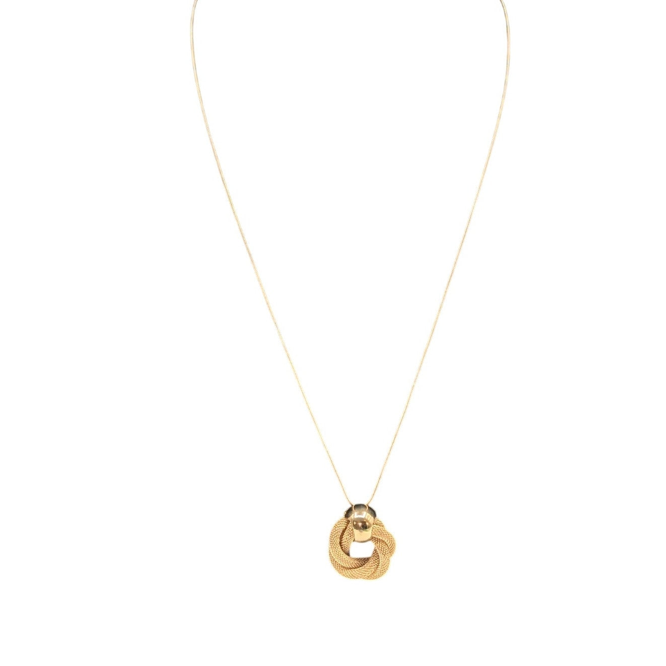 Gold Tone Mesh Pendant Approximately 30"-33" Long Snake Chain Necklace