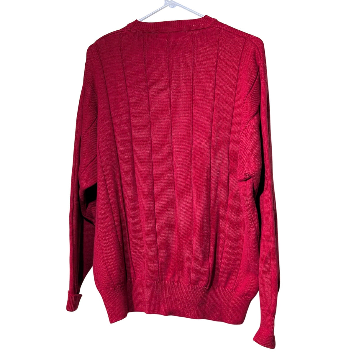 Faconnable Designed & Made in FranceRed Ribbed V Neck Pullover Sweater Sz M