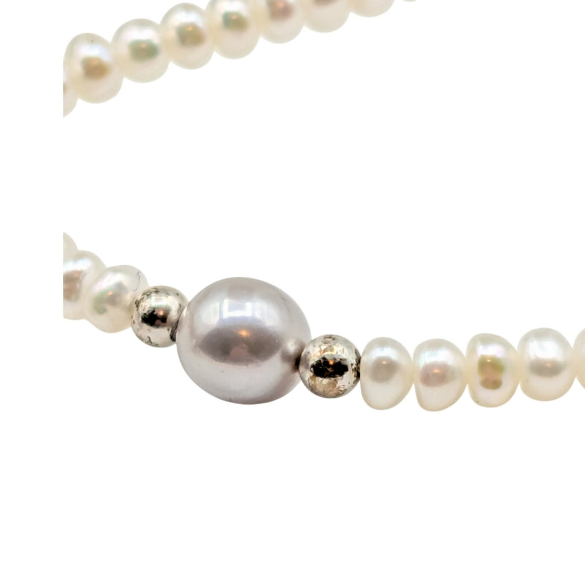Vintage Honora 925 Sterling Silver White & Light Gray Akoya Pearl 18" Necklace