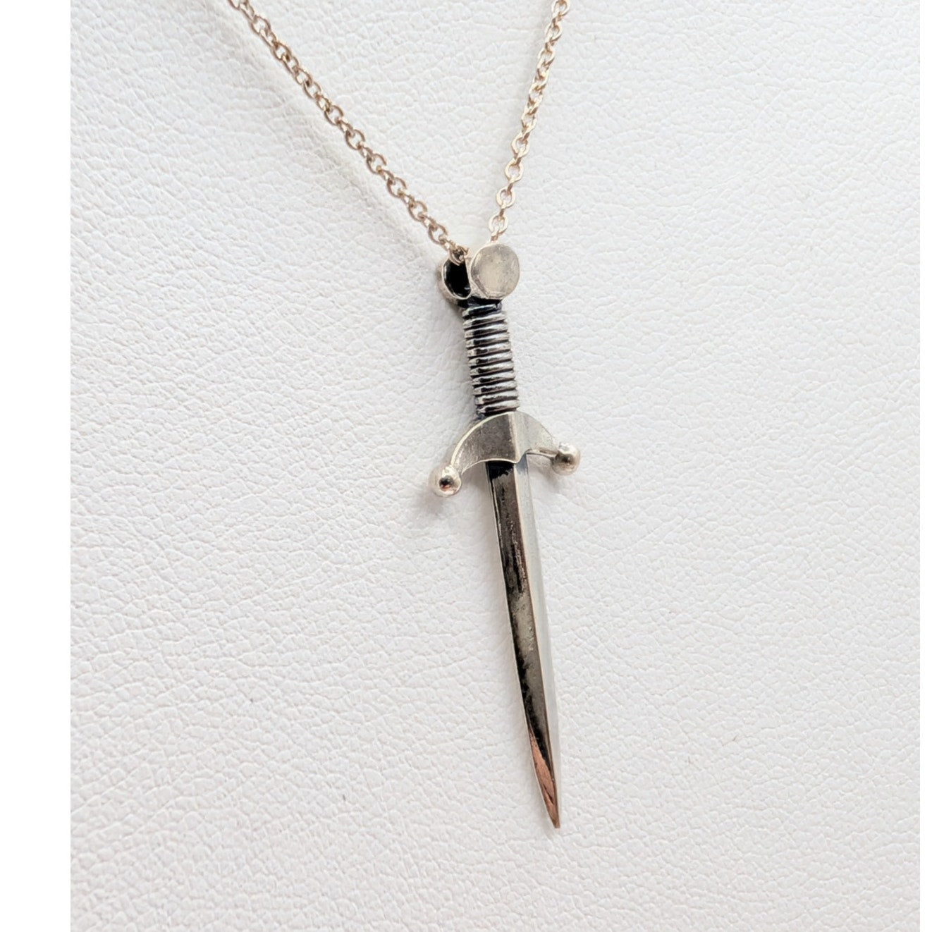 Vtg 925 Sterling Silver Stiletto Pendant Chain 16.5" Necklace