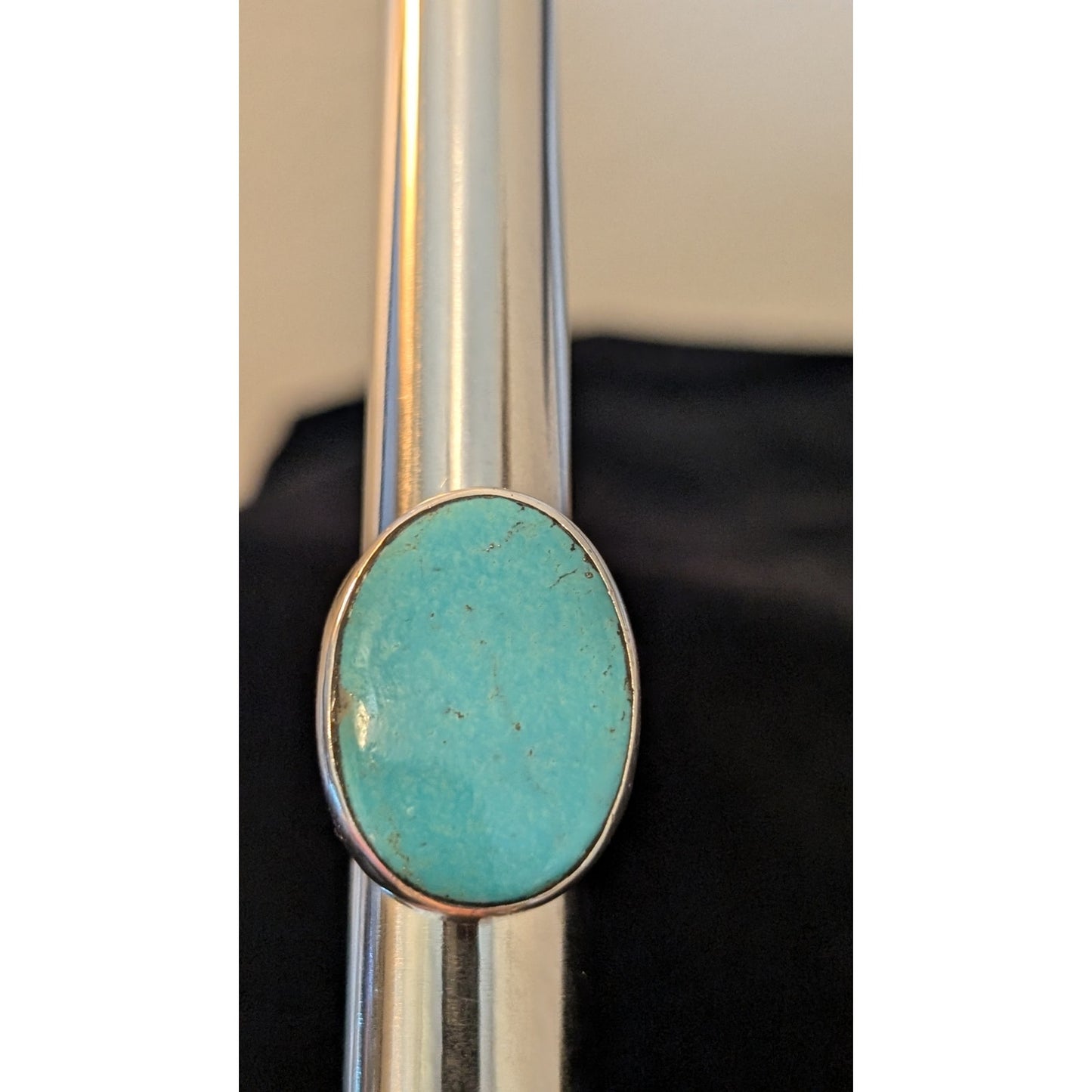 Vintage Navajo Sterling Signed GG Oval Genuine Turquoise 10g Ring Size 5.25