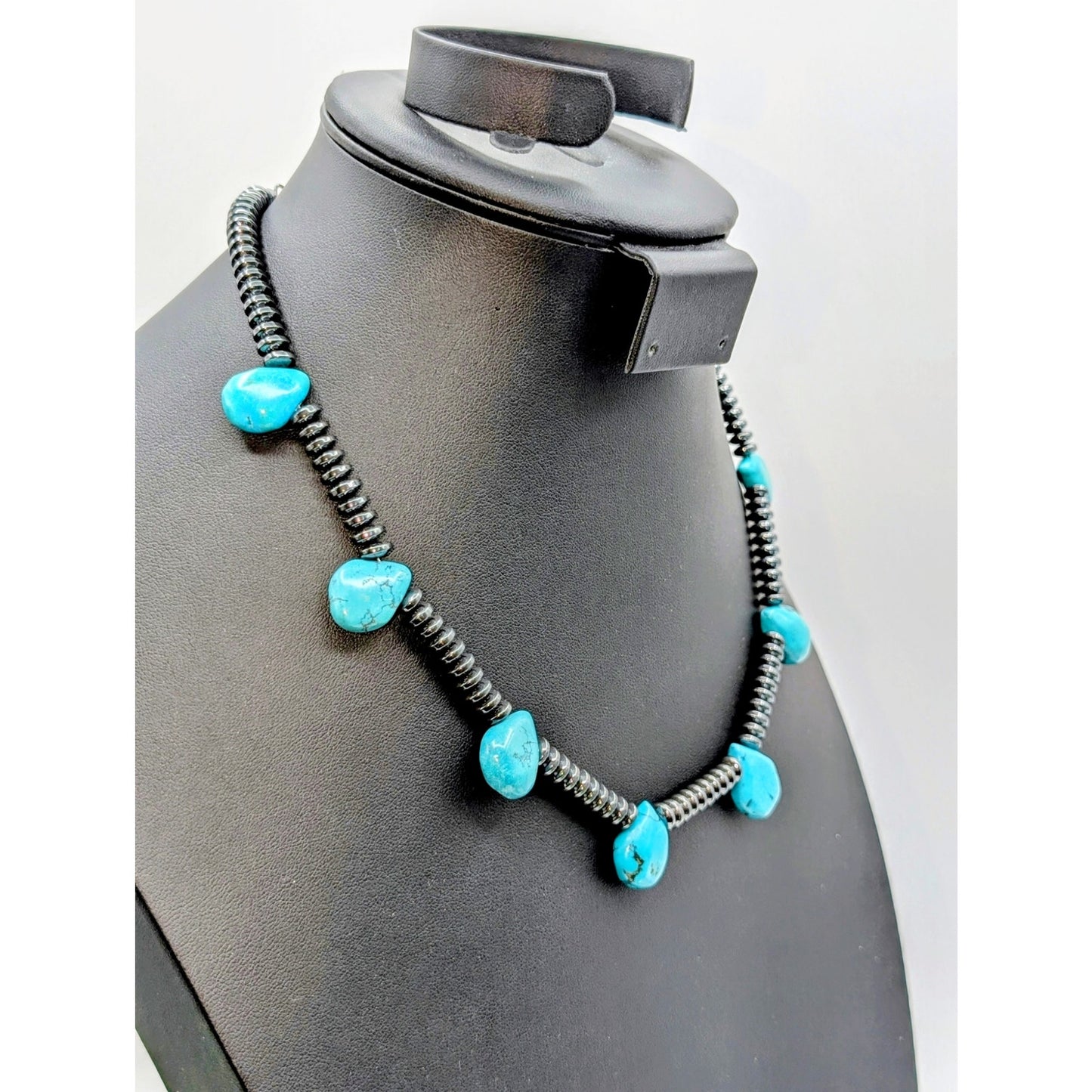Hematite Dyed Howlite Teardrop Hook Clasp 19" Necklace