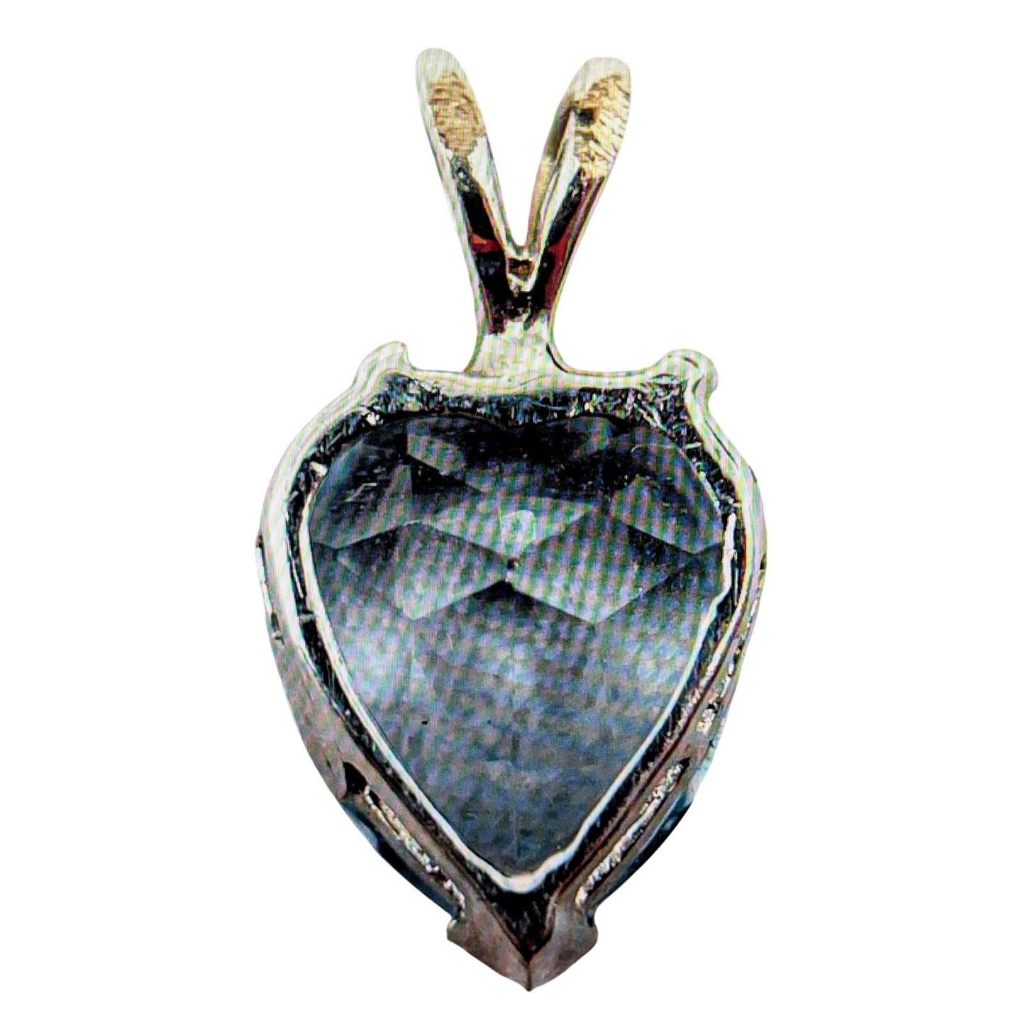 10k White Gold Tests as Aquamarine Heart Pendant (1.20g) 22" 10k Chain Necklace