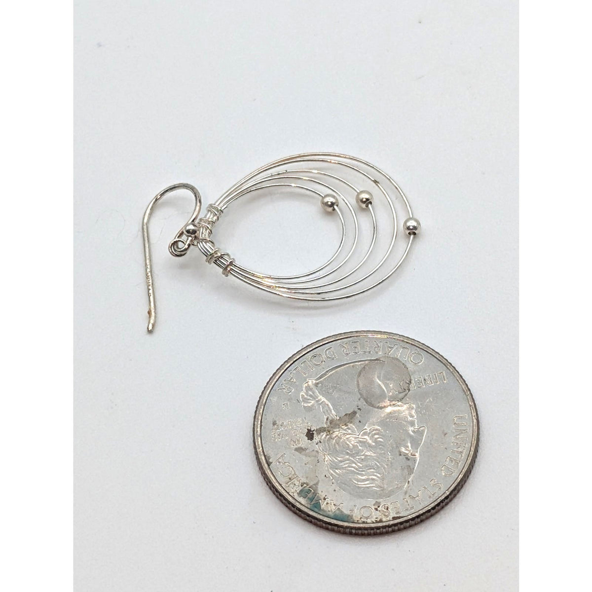 925 Sterling Silver Dainty Multi-Loop Beaded Dangle Earrings